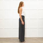 Sezane Grey Wool Mix Flared Trousers With Front Pleats