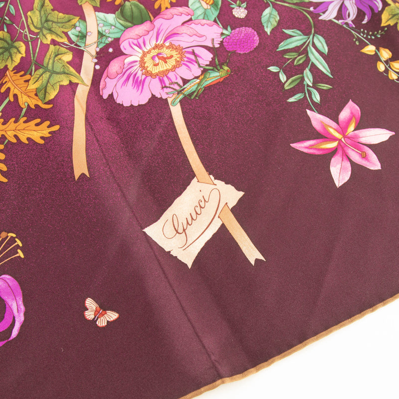 Gucci Pink Silk Flower Bouquet Square Scarf