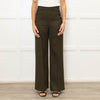 Sezane Green Wide Leg Trousers With Front Buttons