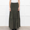 Ridley Khaki Corduroy Tiered Midi Skirt