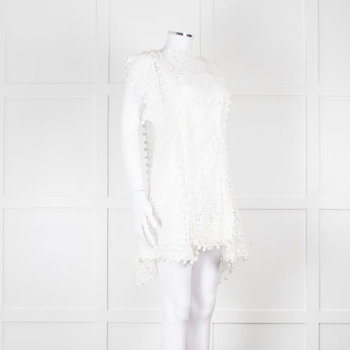 Isabel Marant White Lace And Embroidery Detail Cotton Mini Dress
