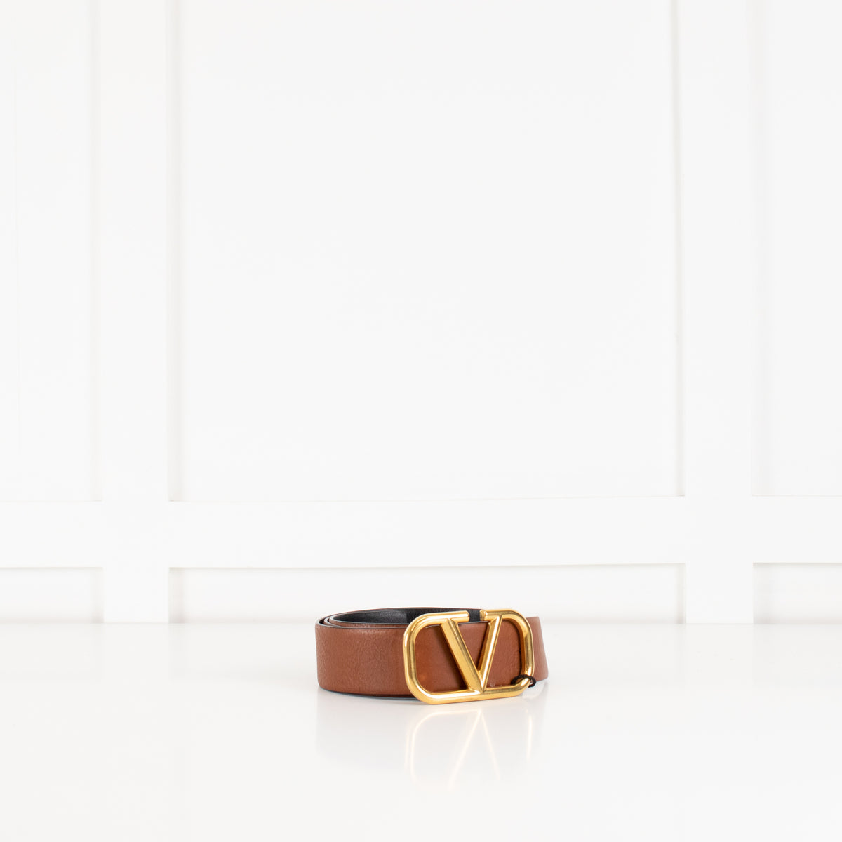 Valentino Brown Gold Buckle Belt