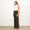 Sezane Green Wide Leg Trousers With Front Buttons