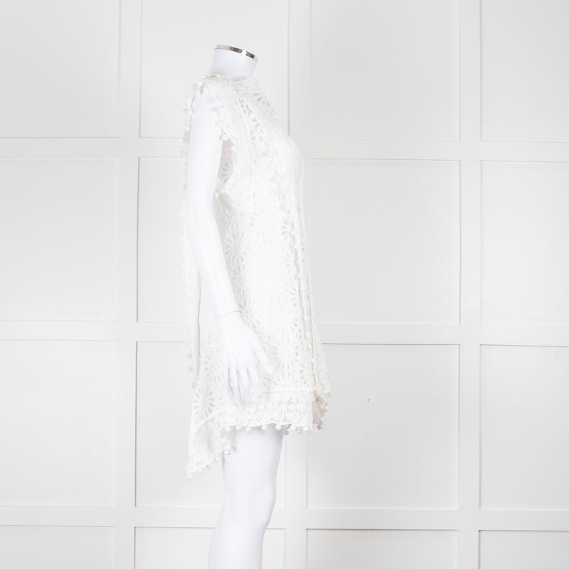 Isabel Marant White Lace And Embroidery Detail Cotton Mini Dress