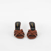 Saint Laurent Brown Leather Tribute Slide Heeled Sandals