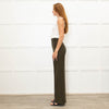 Sezane Green Wide Leg Trousers With Front Buttons