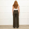 Sezane Green Wide Leg Trousers With Front Buttons