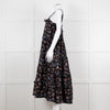 Magali Pascal Black Purple Floral Cotton Tiered Sleeveless Long Dress
