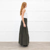 Ridley Khaki Corduroy Tiered Midi Skirt