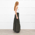 Ridley Khaki Corduroy Tiered Midi Skirt