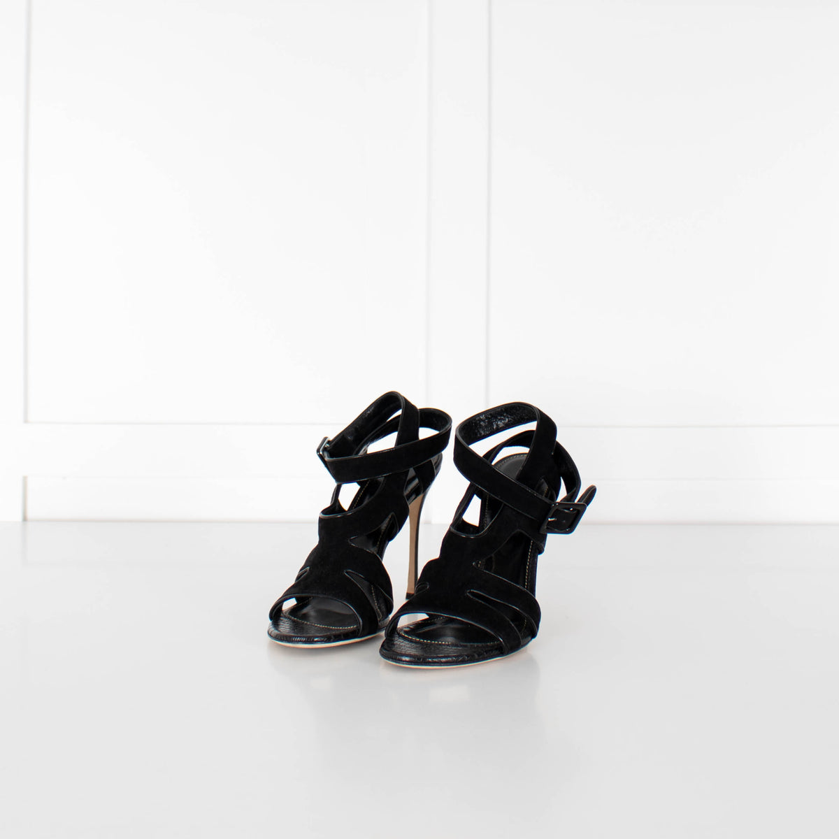 Sergio Rossi Black Suede Heeled Sandals