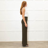 Sezane Green Wide Leg Trousers With Front Buttons
