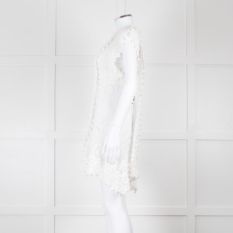 Isabel Marant White Lace And Embroidery Detail Cotton Mini Dress