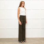 Sezane Green Wide Leg Trousers With Front Buttons