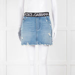 Dolce & Gabbana Blue Jeans Mini Skirt With Elastic Logo Waistband