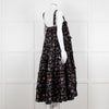 Magali Pascal Black Purple Floral Cotton Tiered Sleeveless Long Dress