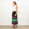 Sandro Black Pleated Floral Midi Skirt