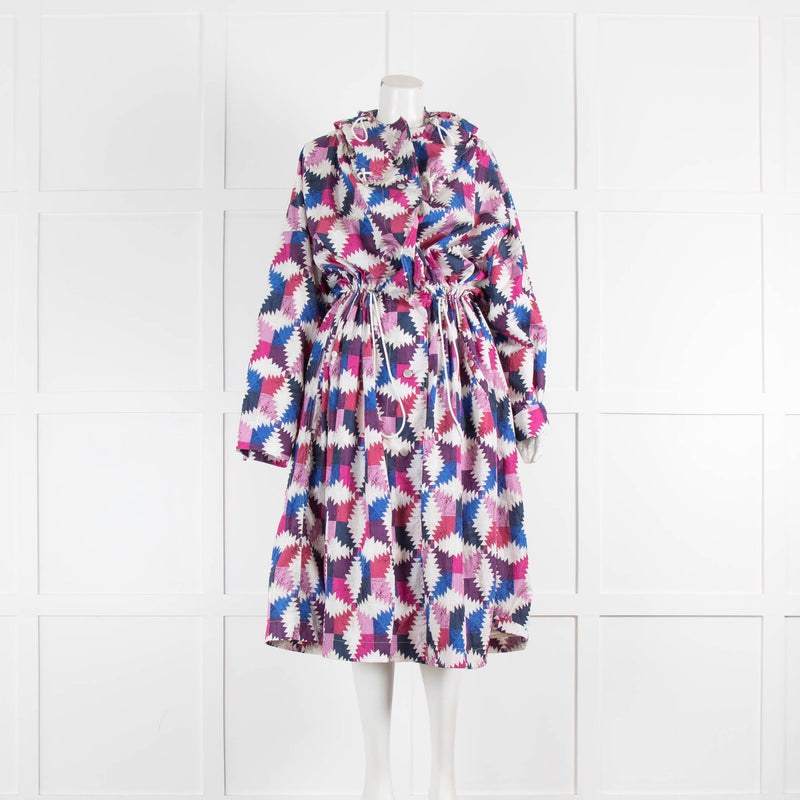 Isabel Marant Pink Blue White Oversized Munao Hooded Coat