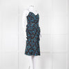 Altuzarra Black Blue Floral Frill Detail Sleeveless Dress
