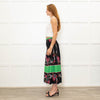 Sandro Black Pleated Floral Midi Skirt