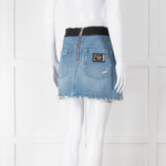 Dolce & Gabbana Blue Jeans Mini Skirt With Elastic Logo Waistband