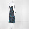 Altuzarra Black Blue Floral Frill Detail Sleeveless Dress