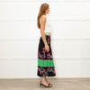 Sandro Black Pleated Floral Midi Skirt