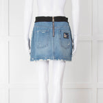 Dolce & Gabbana Blue Jeans Mini Skirt With Elastic Logo Waistband