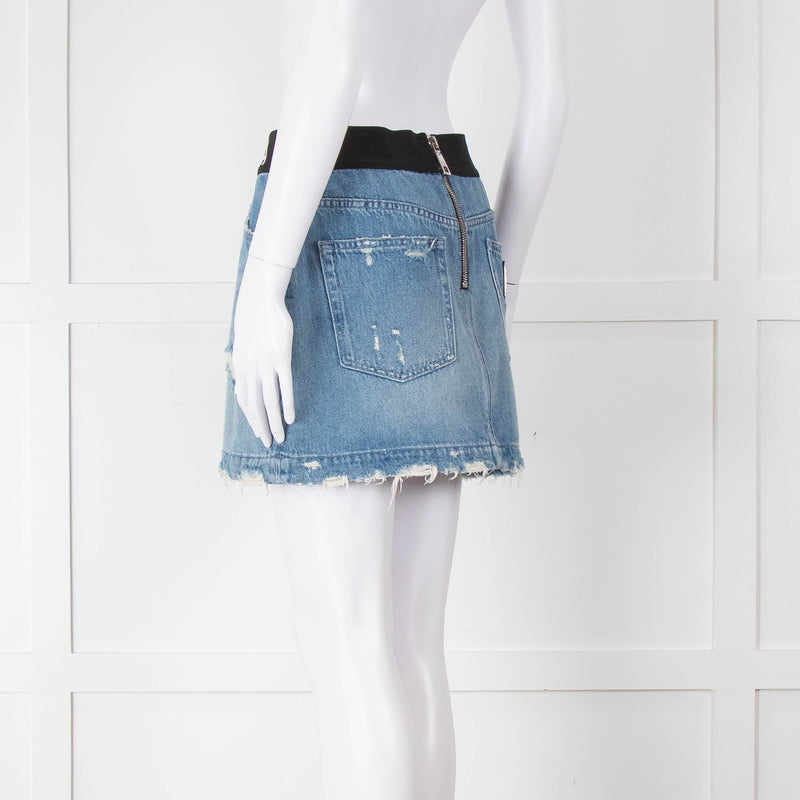 Dolce & Gabbana Blue Jeans Mini Skirt With Elastic Logo Waistband