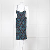 Altuzarra Black Blue Floral Frill Detail Sleeveless Dress