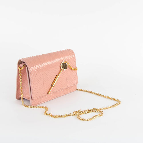 Sophie Hulme Salmon Pink Snake Micro Cocktail Stirrer Bag