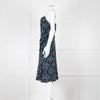 Altuzarra Black Blue Floral Frill Detail Sleeveless Dress