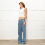 Seventy & Mochi Blue Jeans With Button Flap Front