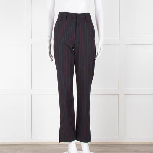 Ganni Navy Trousers With Red Pin Stripe