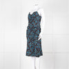 Altuzarra Black Blue Floral Frill Detail Sleeveless Dress