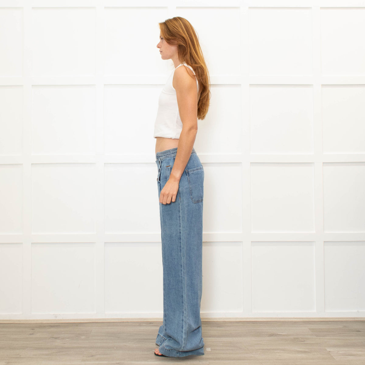 Seventy & Mochi Blue Jeans With Button Flap Front