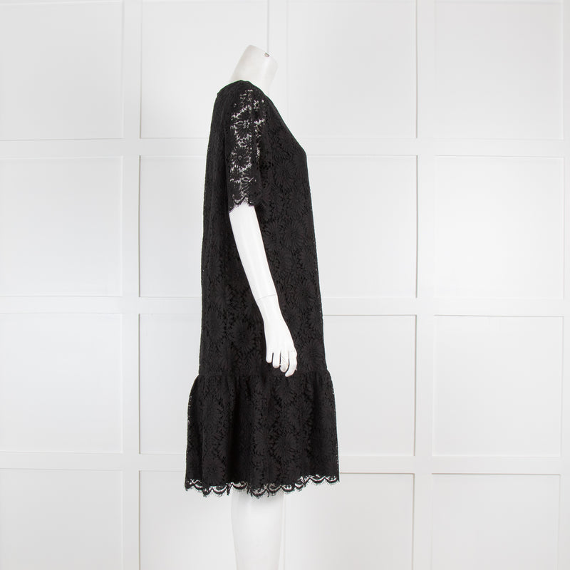 Louise Kennedy Black Lace Dress with Frill Hem