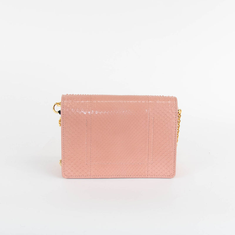 Sophie Hulme Salmon Pink Snake Micro Cocktail Stirrer Bag
