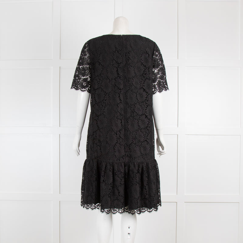 Louise Kennedy Black Lace Dress with Frill Hem
