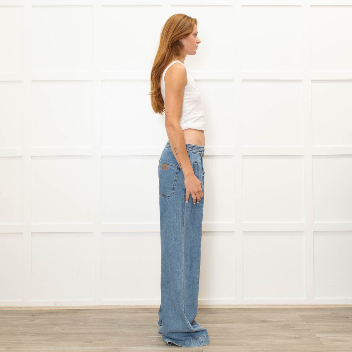 Seventy & Mochi Blue Jeans With Button Flap Front