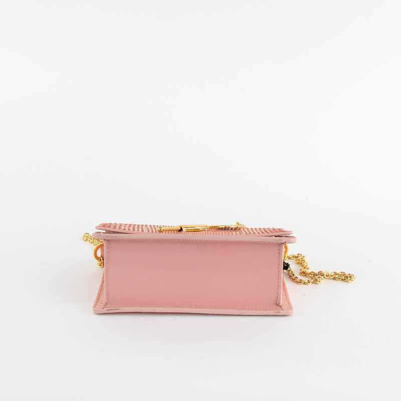 Sophie Hulme Salmon Pink Snake Micro Cocktail Stirrer Bag