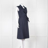 JW Anderson Navy Blue Cotton Sleeveless Wrap Dress