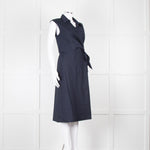 JW Anderson Navy Blue Cotton Sleeveless Wrap Dress