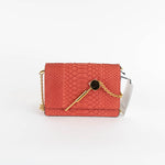 Sophie Hulme Coral Orange Snake Skin Cocktail Stirrer Bag
