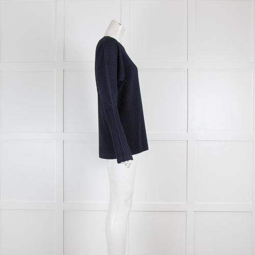 Issey Miyake Pale Navy Pleated Top
