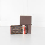 Louis Vuitton Brown Red White Groom Bellboy Porte Tresor Sarah Long Wallet