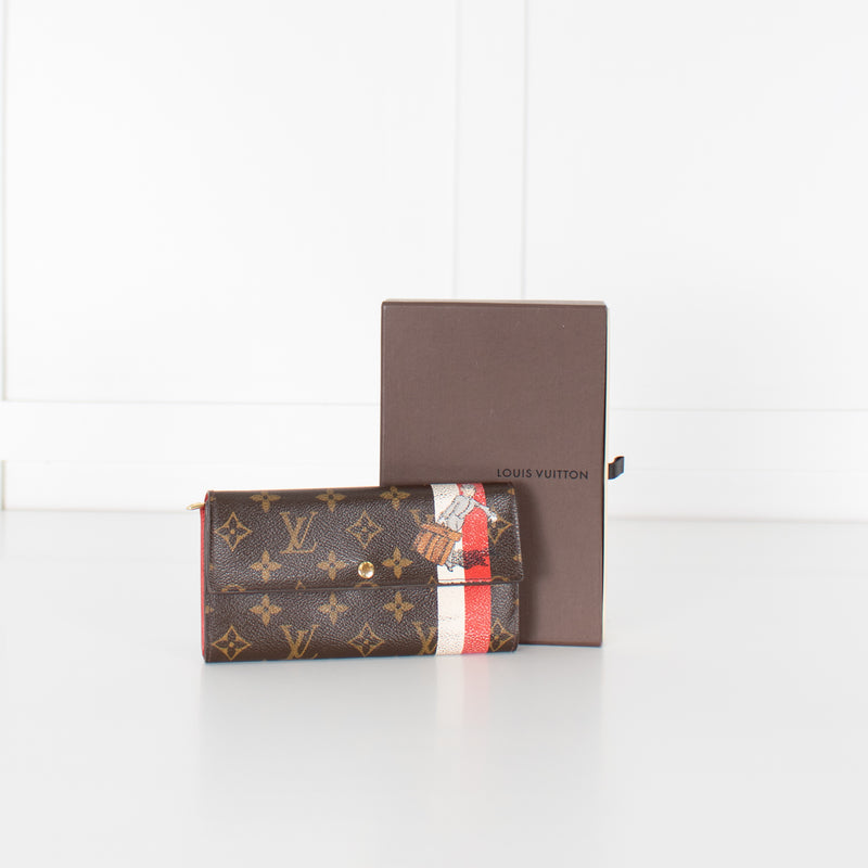 Louis Vuitton Brown Red White Groom Bellboy Porte Tresor Sarah Long Wallet
