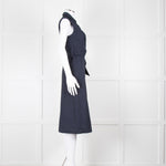 JW Anderson Navy Blue Cotton Sleeveless Wrap Dress