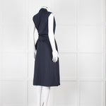 JW Anderson Navy Blue Cotton Sleeveless Wrap Dress