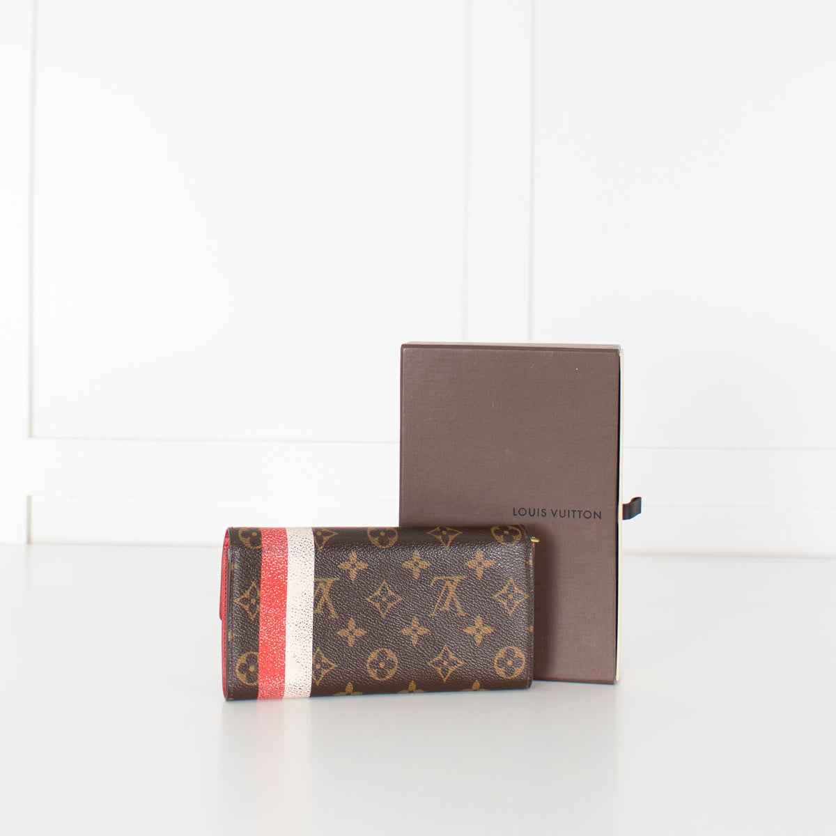 Louis Vuitton Brown Red White Groom Bellboy Porte Tresor Sarah Long Wallet